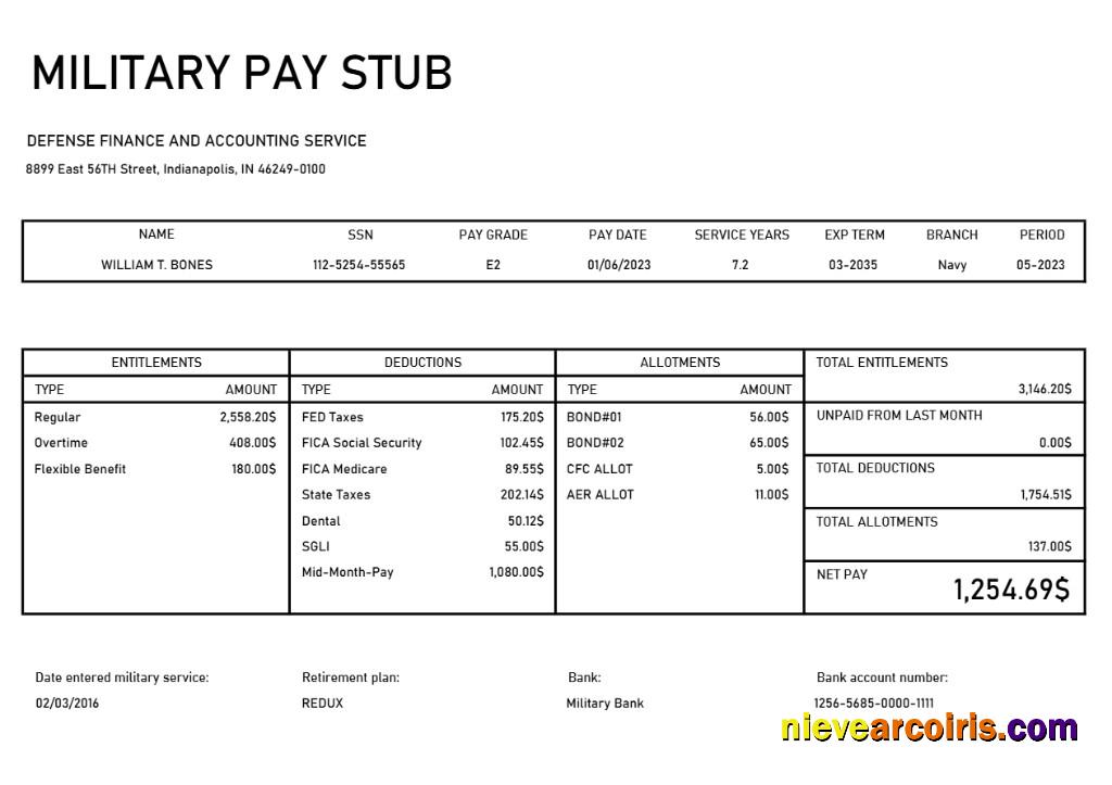 Military Pay Stub